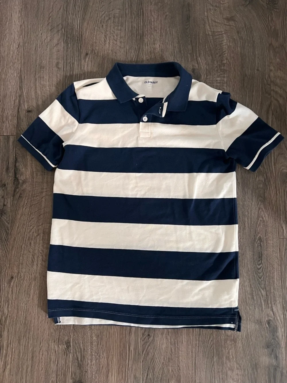 Old Navy Boys Large 10-12 Navy White Striped Polo Shirt Classic Preppy​